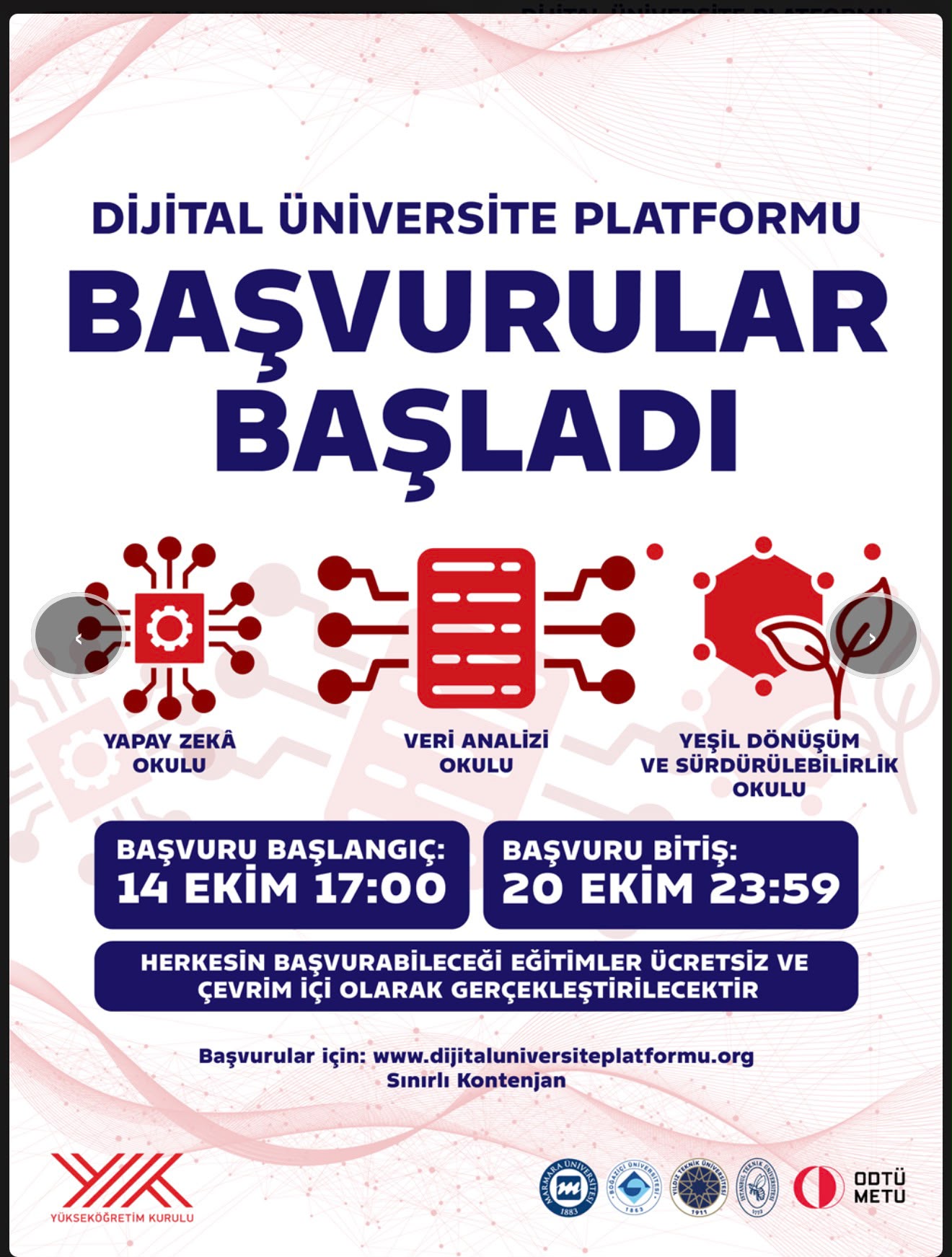 DİJİTAL ÜNİVERSİTE PLATFORMU BAŞVURULARI BAŞLADI