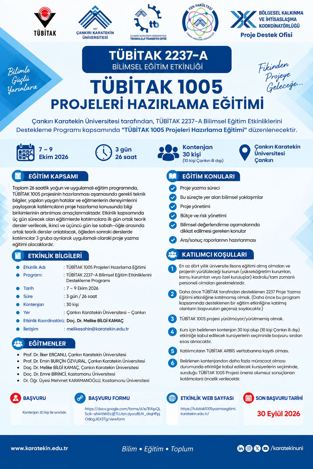 TÜBİTAK 1005 Projeleri Hazırlama Eğitimi