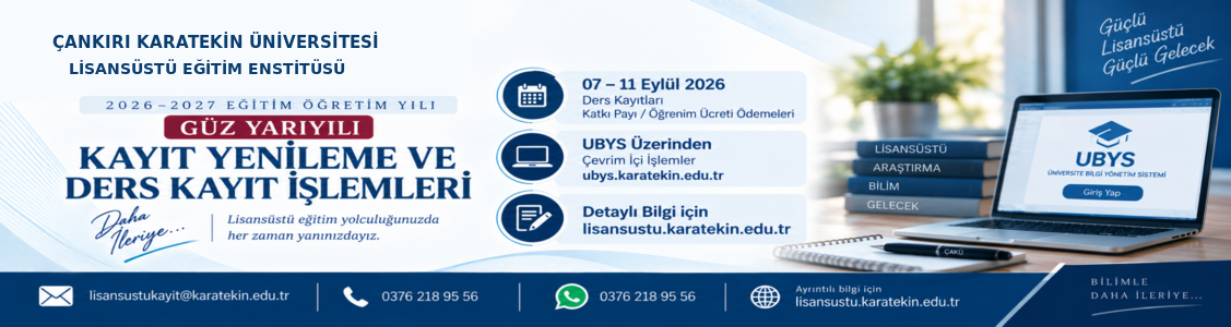 2026-2027 Eğitim Öğretim Yılı Güz Yarıyılı Kayıt Yenileme ve Ders Kayıt İşlemleri