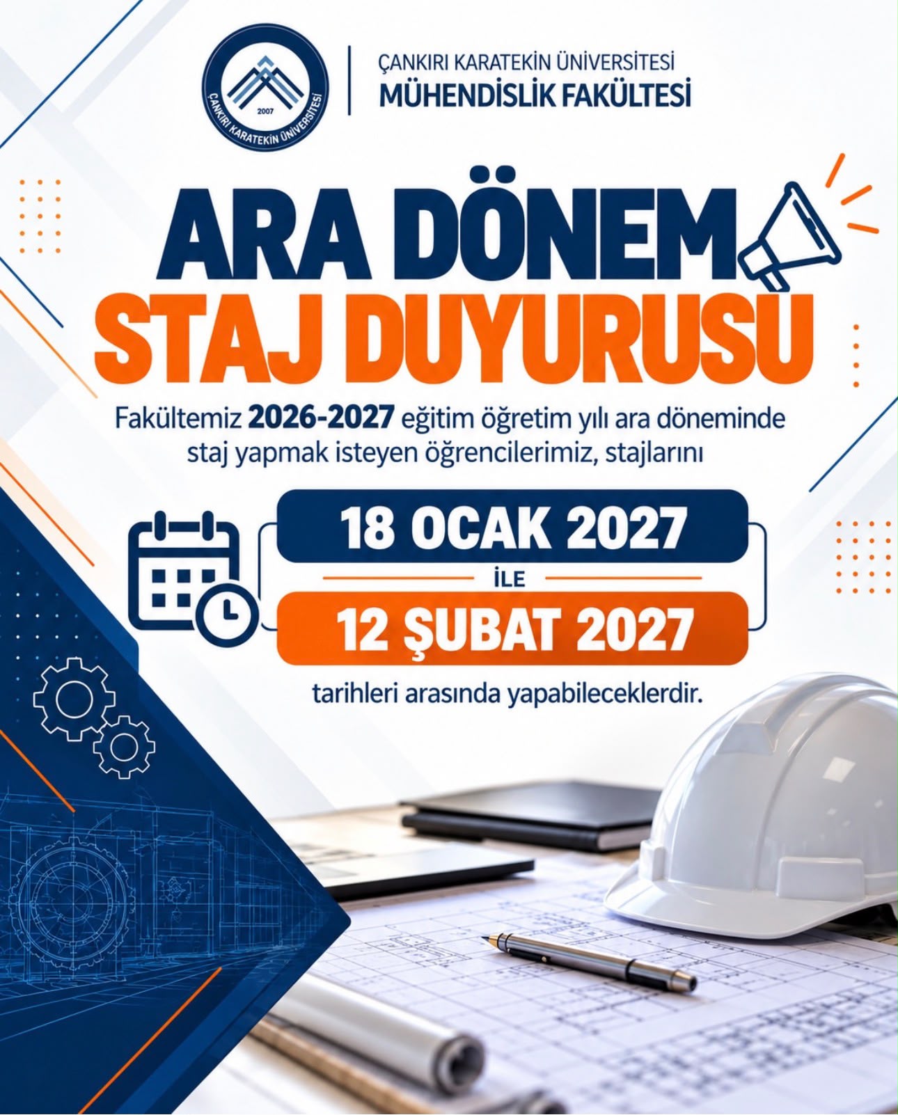 2026-2026 EĞİTİM ÖĞRETİM YILI ARA DÖNEM STAJ ETABI DUYURUSU